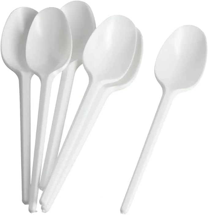 100x Reusable and Washable White Spoons
