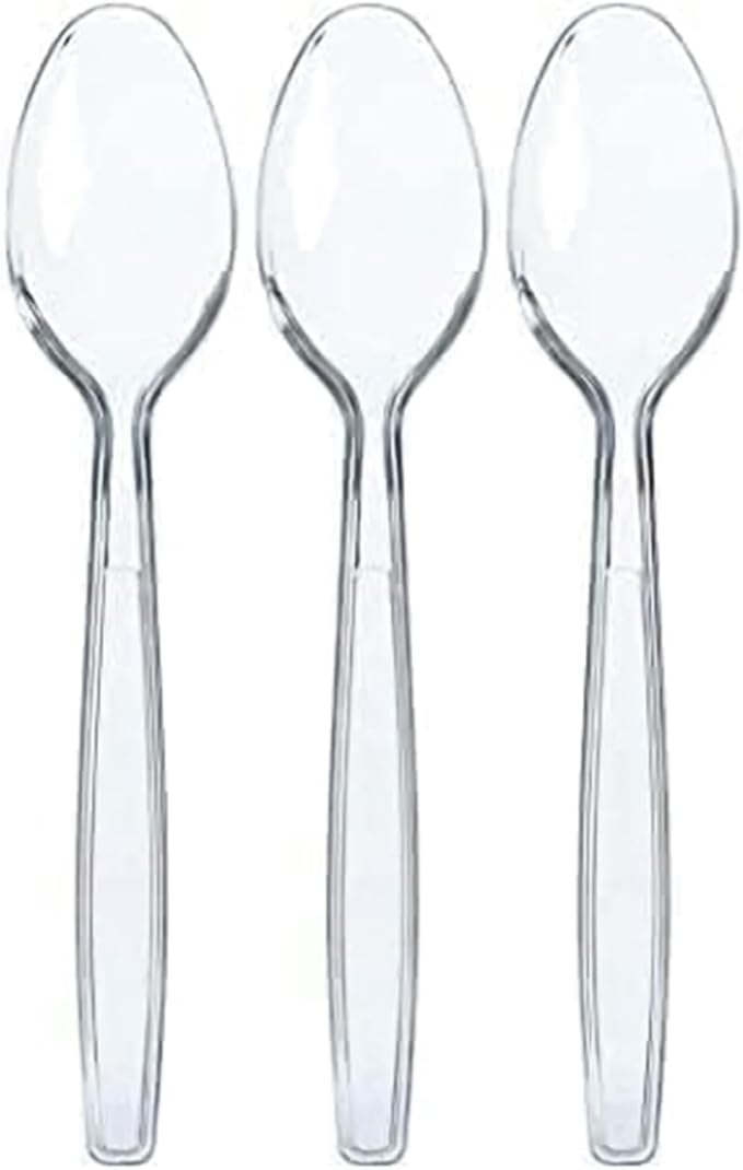 50x Reusable Plastic Dessert Spoons