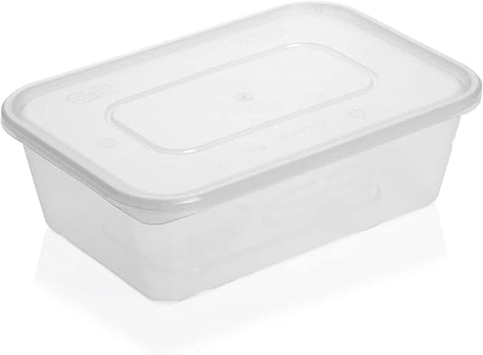 50 x 500ml Plastic Microwave Freezer Safe Containers and Lids