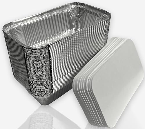 100 x Aluminium Foil Food Containers and Lids Size 6a Trays Large Storage Takeaways