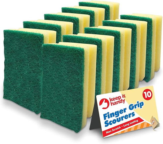 Pack of 10 heavy-duty sponge scourers