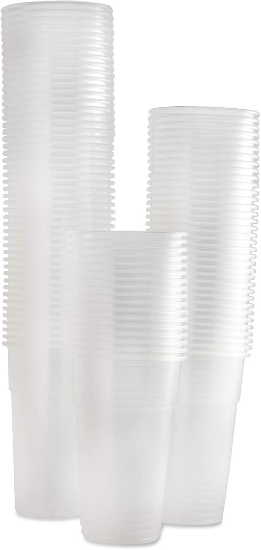 100 Large Plastic Glasses - Beer Cups Made from Clear PP Half Pint to line