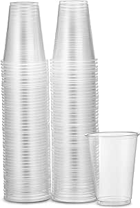 100x Plastic Disposable Drink Cups 7 oz