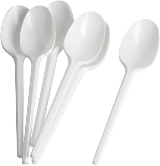 100x Reusable and Washable White Spoons