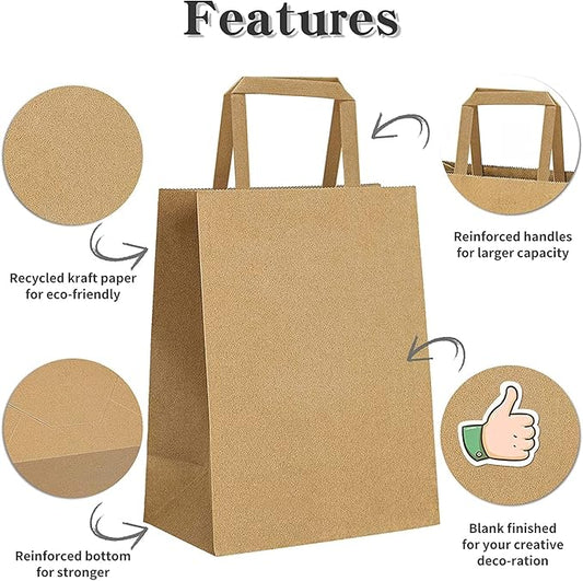 Small SOS Brown Paper Bags, Pack of 100, 18x21.5x9cm